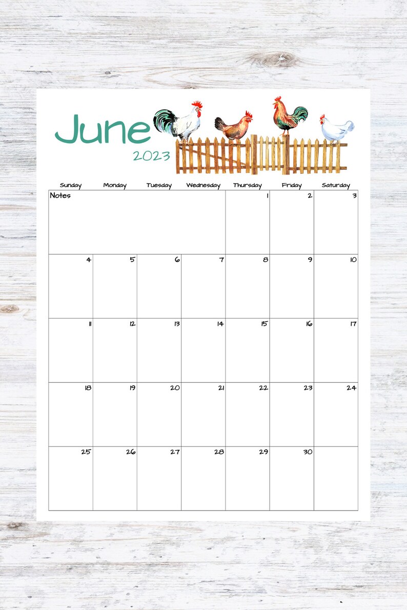 Fillable/editable June Calendar June 2023 Printable Calendar Etsy