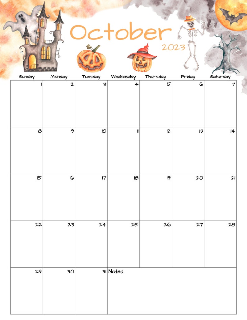 Fillable/editable October Calendar October 2023 Printable - Etsy