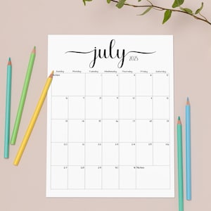 Fillable/editable July 2025 Calendar | July 2025 Calendar | Simple ...