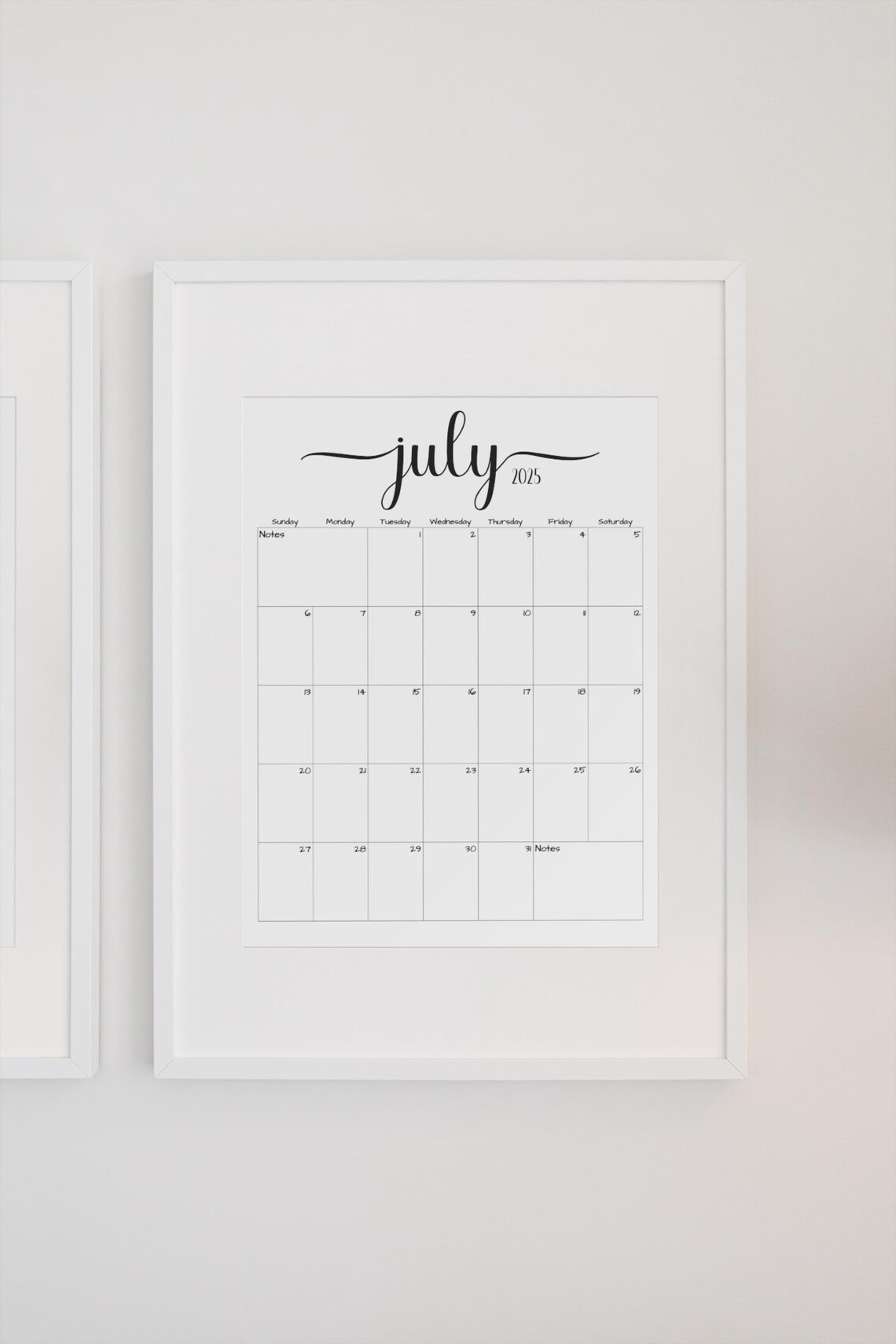 Fillable/editable July 2025 Calendar July 2025 Calendar Simple Script