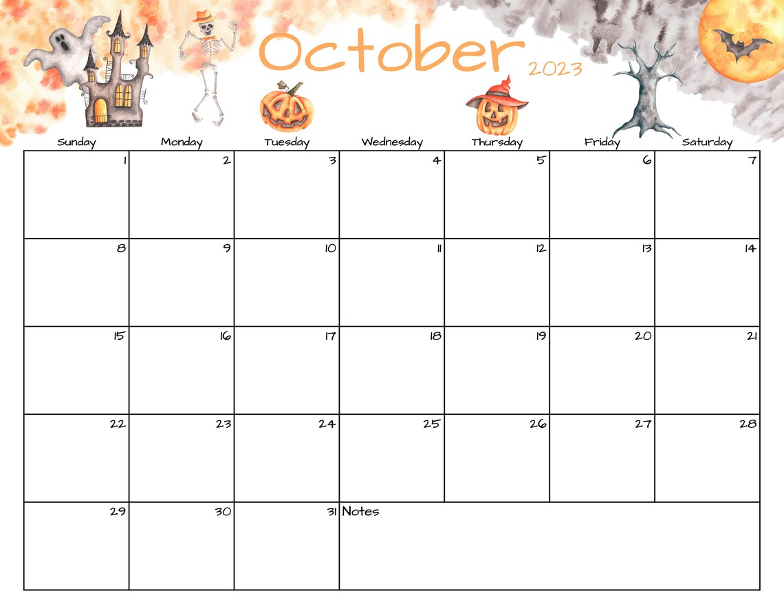 Fillable/editable October Calendar October 2023 Printable Calendar ...