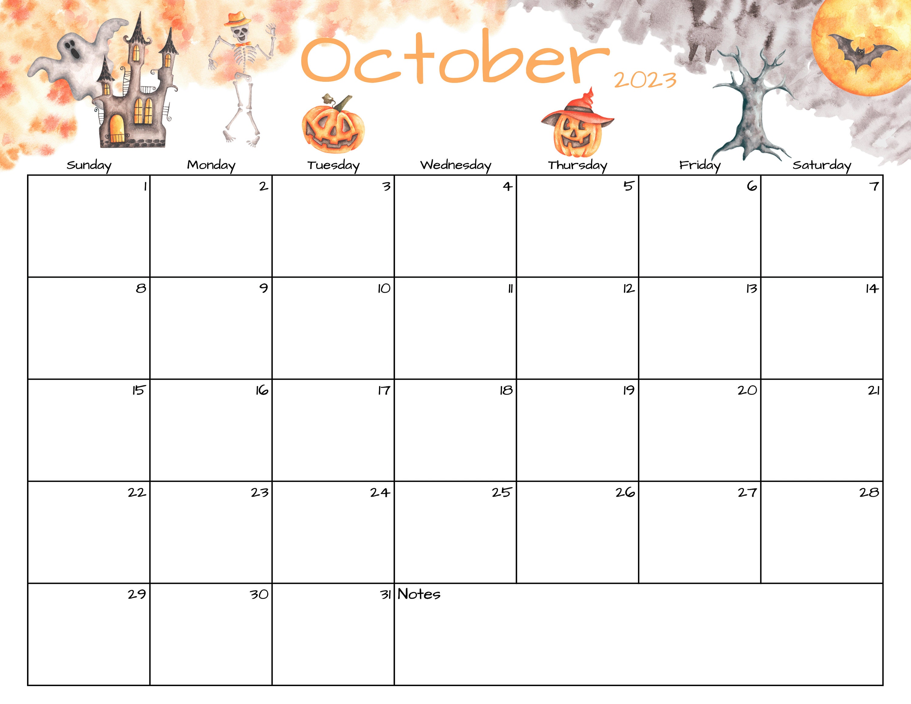 October 2020 printable on sale calendar