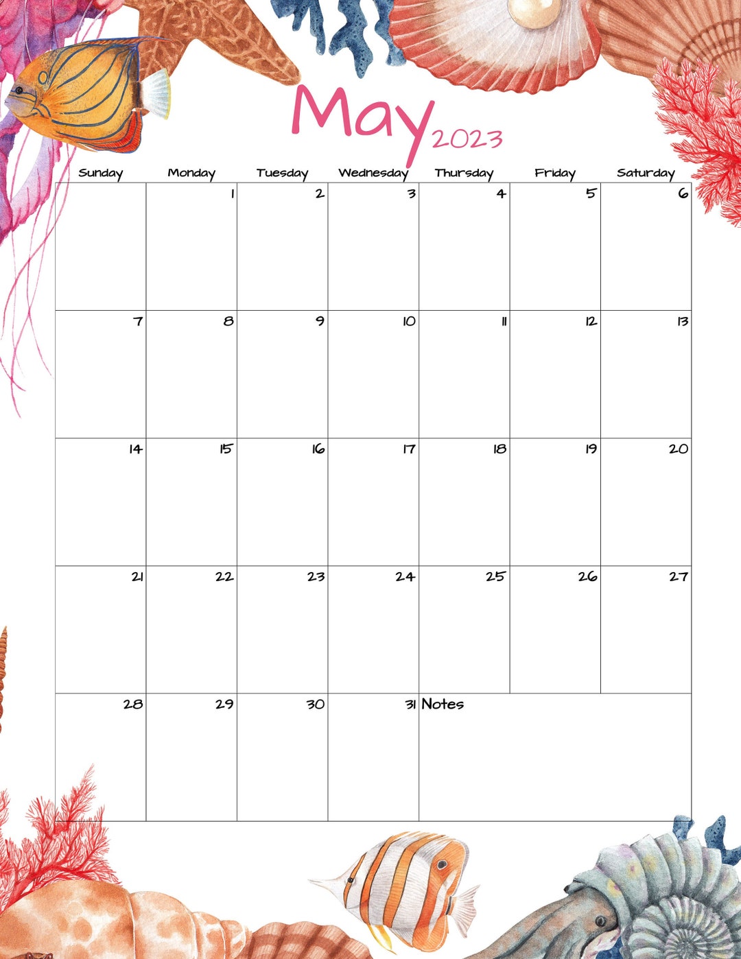 Fillable/editable May Calendar May 2023 Printable Calendar Etsy