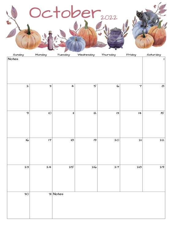 october calendar october 2022 printable calendar halloween etsy ireland