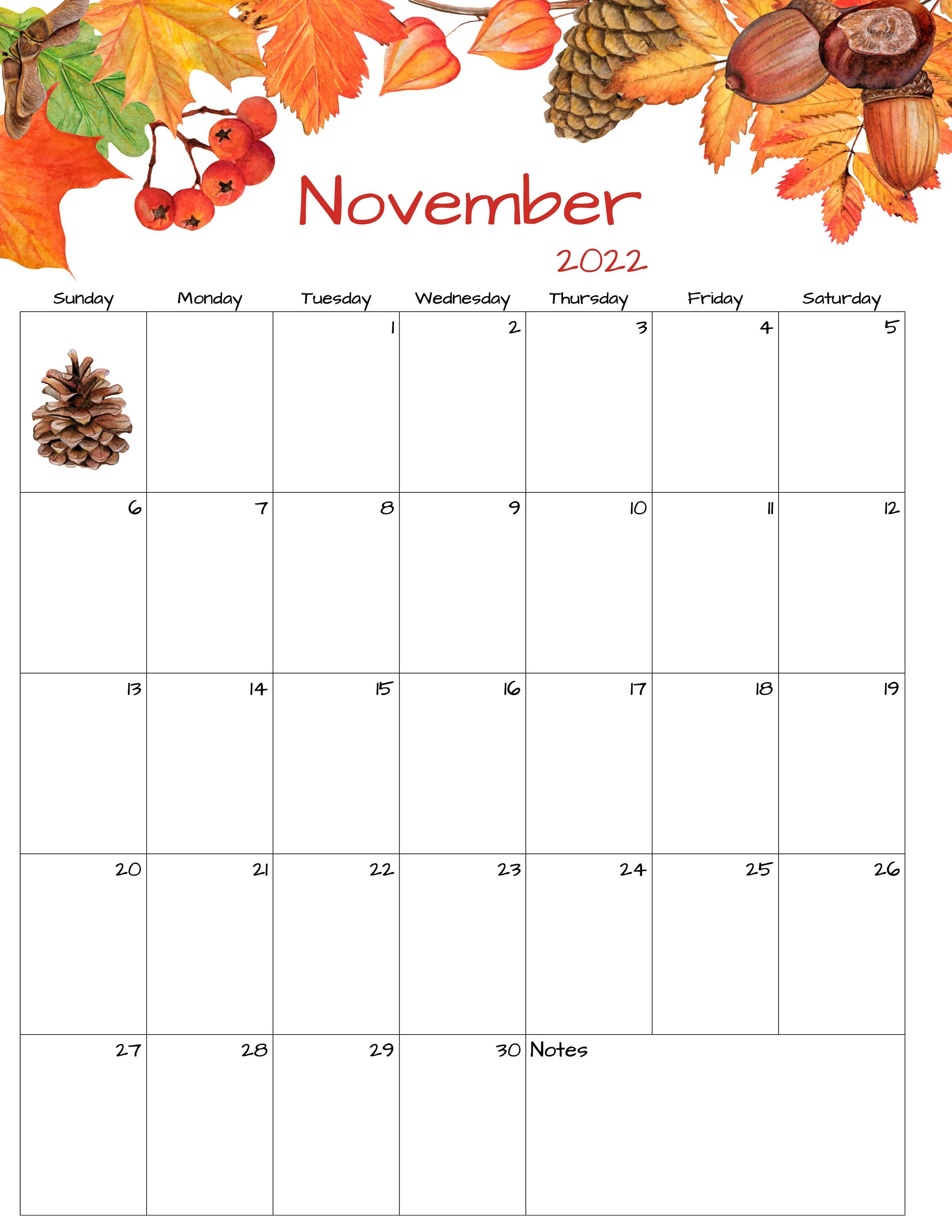 Fillable/editable November Calendar November 2022 Printable Etsy
