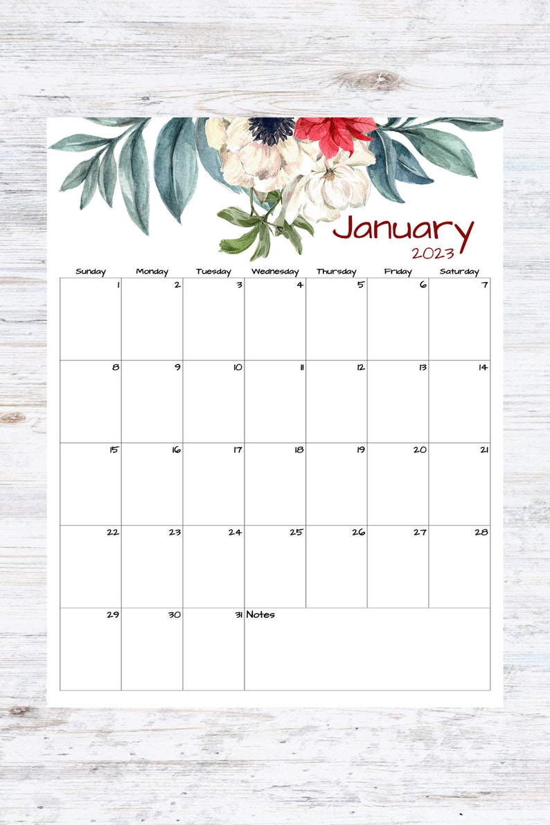 Fillable/editable January Calendar January 2023 Calendar - Etsy