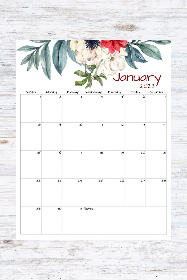 Fillable/editable January Calendar January 2023 Calendar - Etsy