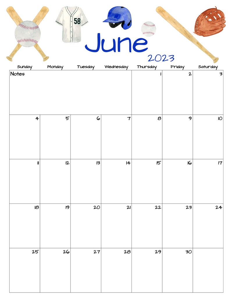 Fillable/editable June Calendar June 2023 Printable Calendar Etsy