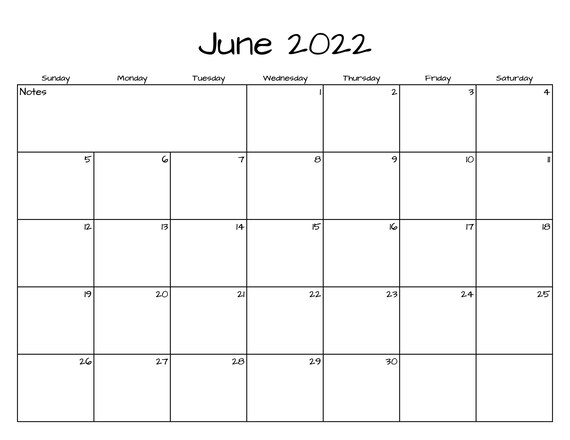 june calendar june 2022 printable calendar simple calendar etsy