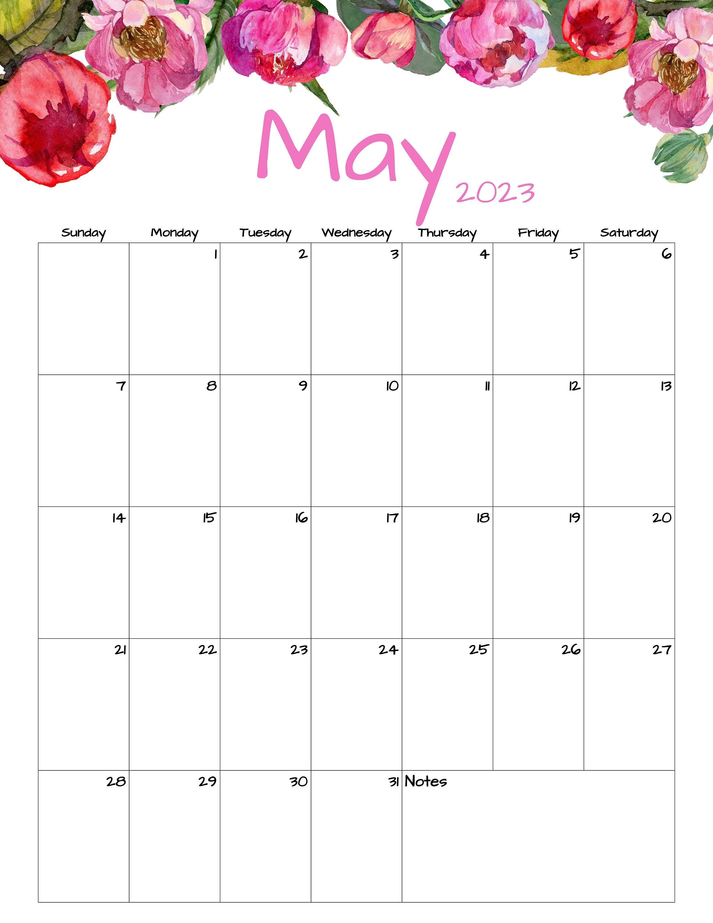 Fillable/editable May Calendar May 2023 Printable Calendar - Etsy