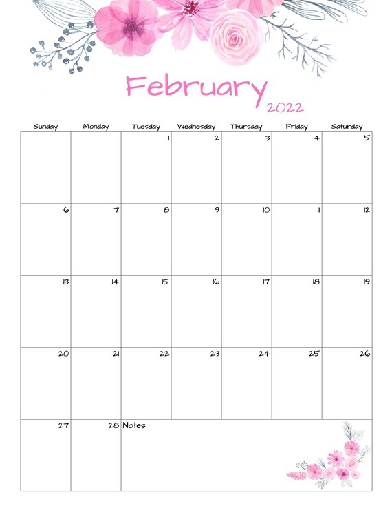 february calendar february 2022 printable calendar etsy australia
