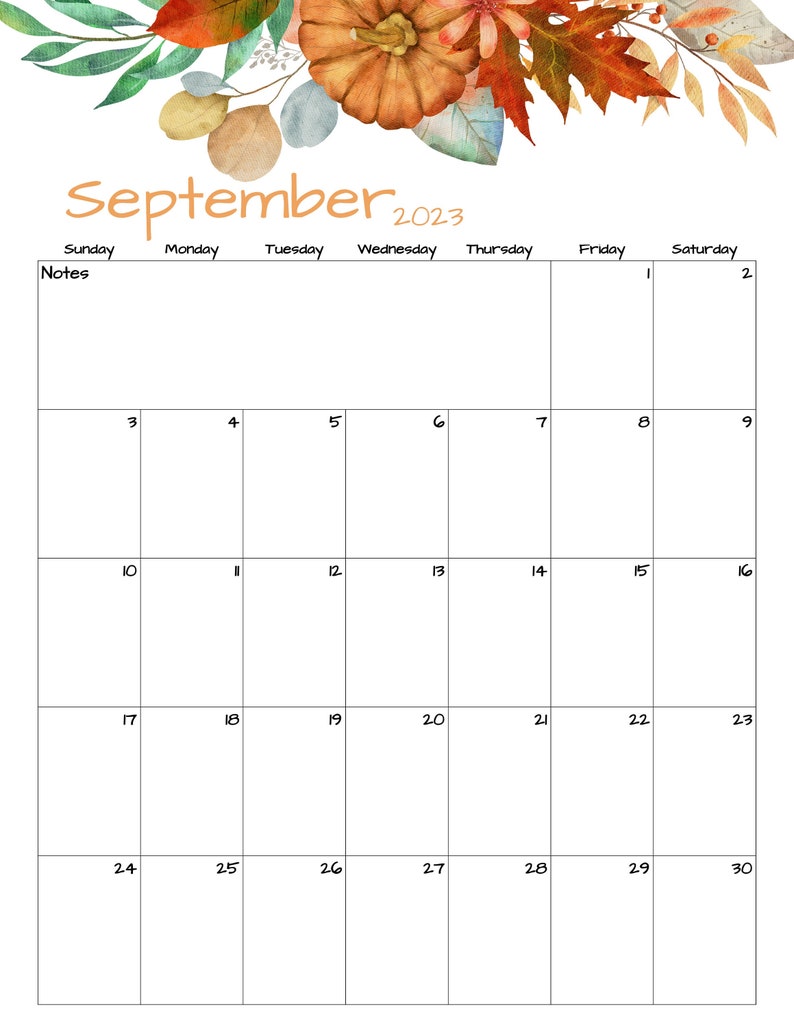 Fillable/editable September Calendar September 2023 Etsy