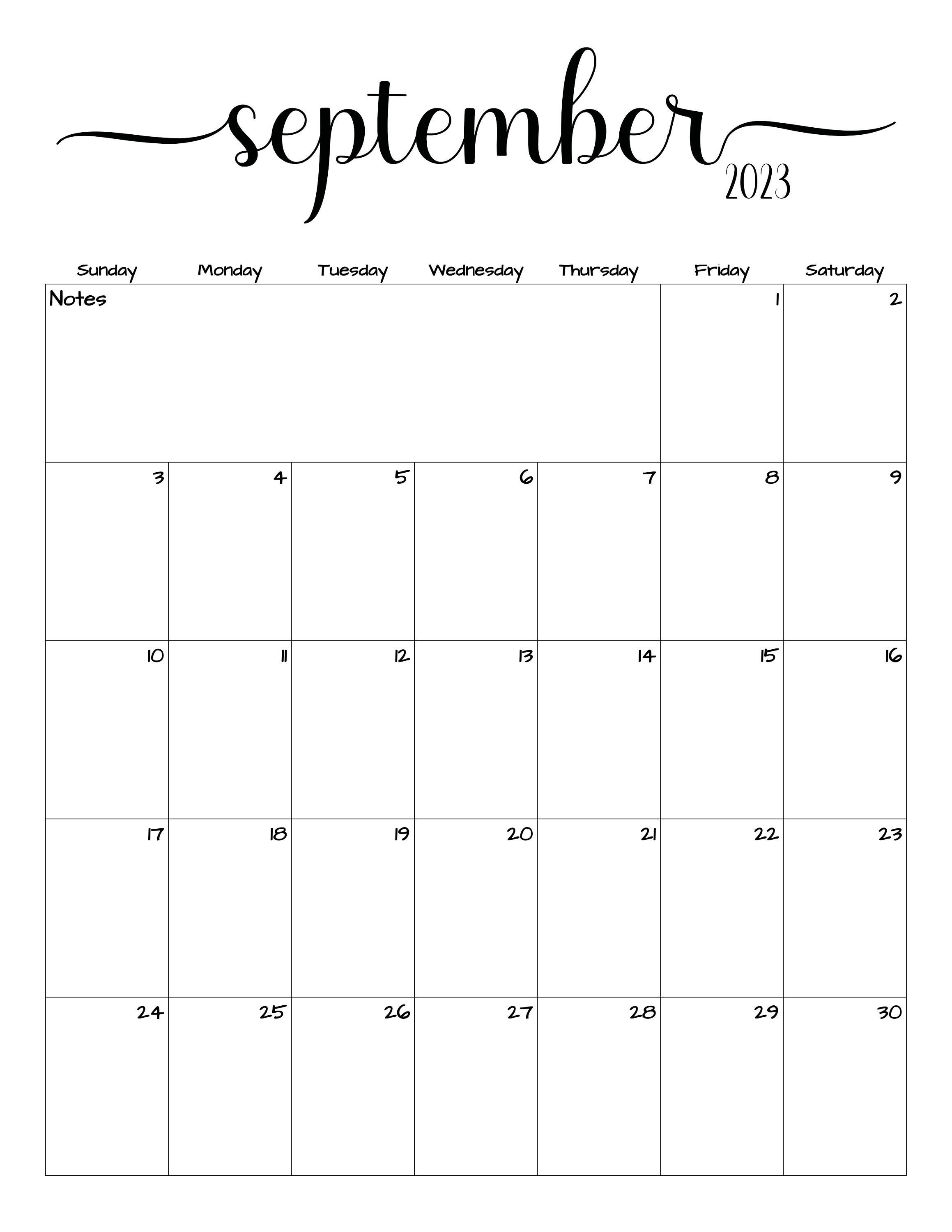 September Calendar - Etsy