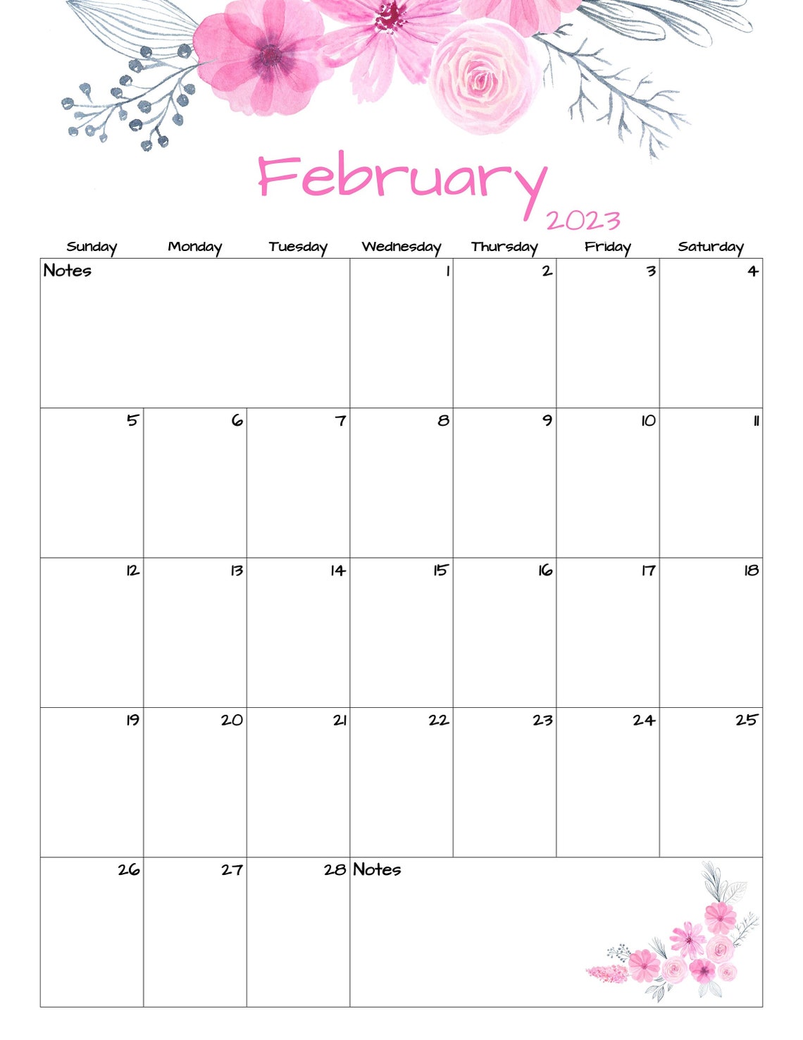 Fillable/editable February Calendar February 2023 Printable Etsy