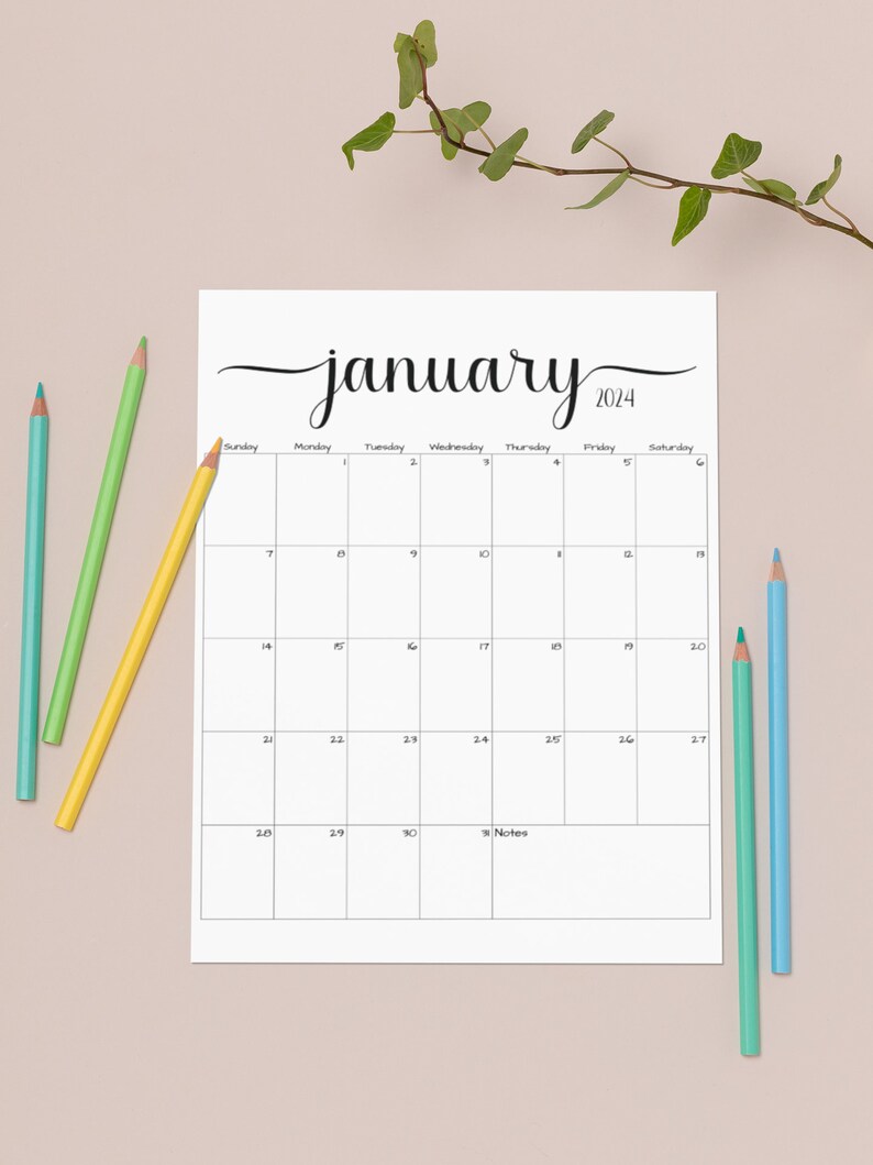 Fillable/editable January 2024 Calendar January 2024 Calendar Simple