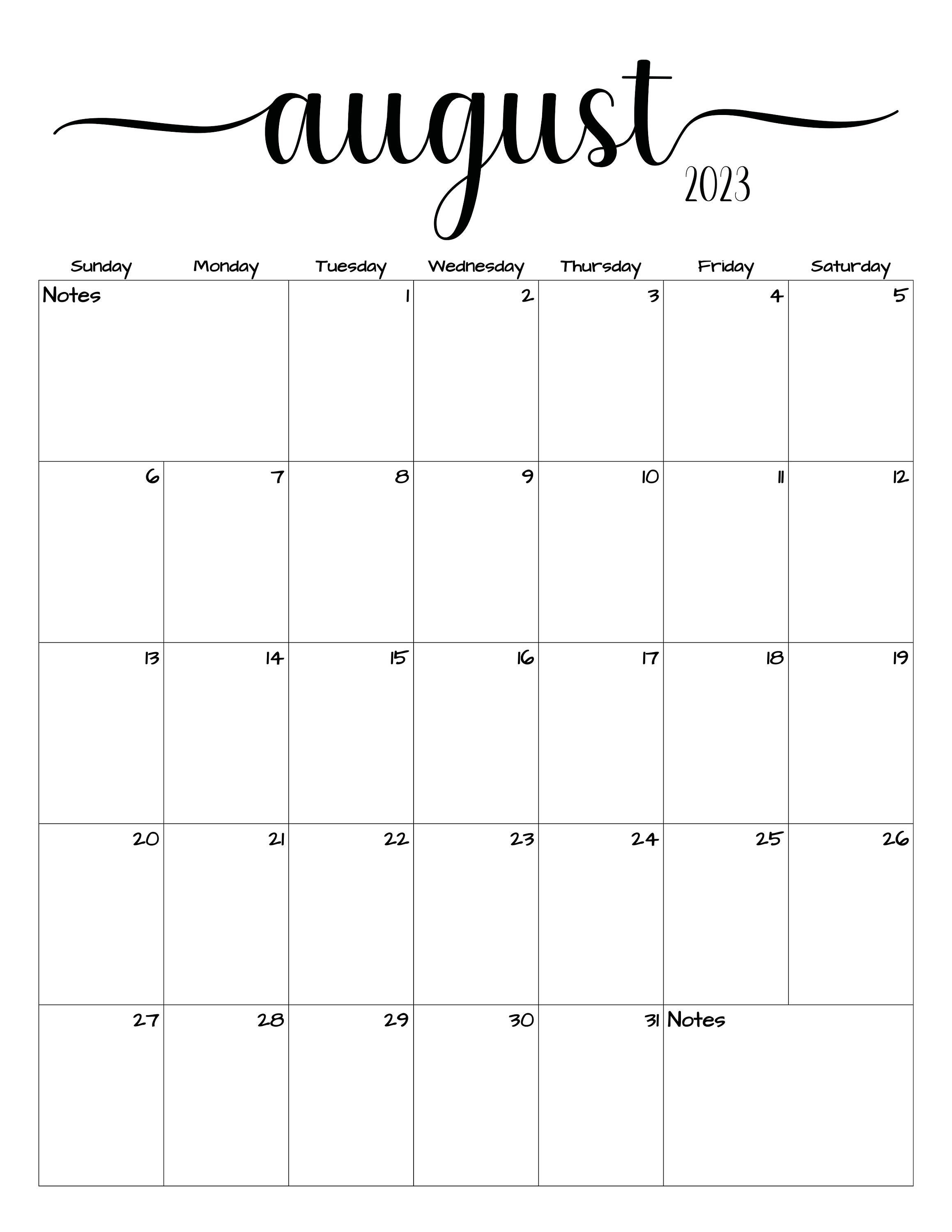 August Calendar - Etsy