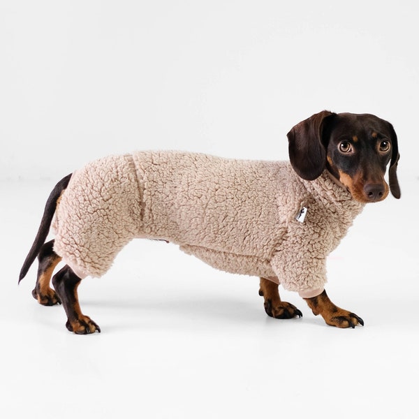 Dachshund Jumpsuit Teddy Beige