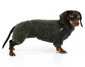 Winter Jumpsuit für Dachshund Dark Olive