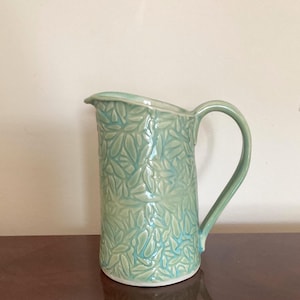 Hand Built Stoneware Pitcher: Soft Blue-Green Glaze, 400 mL