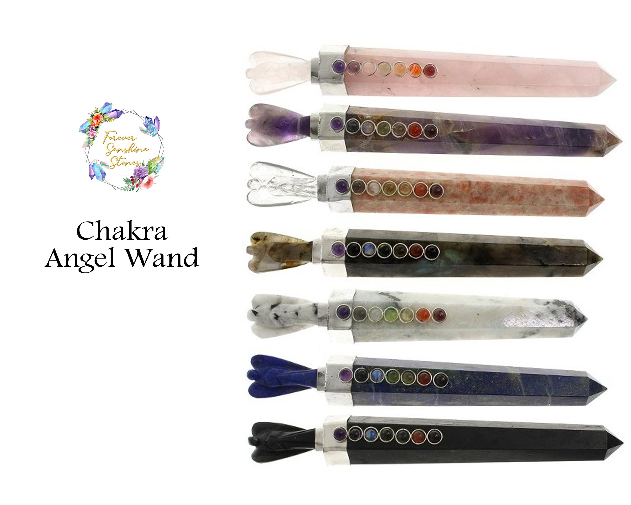 ANGEL WAND Gemstone Wand Obelisk Angel Wand With 7 Chakra Etsy UK