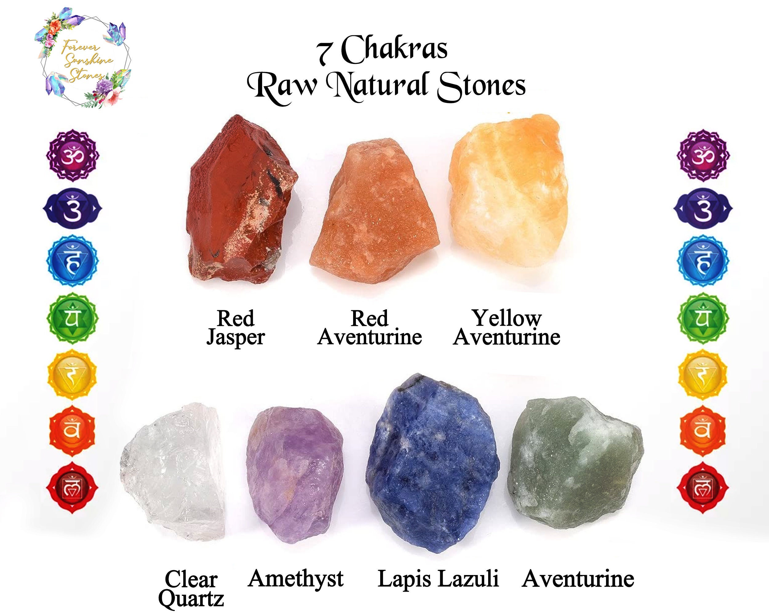 7 Chakra Raw Stones Set 7 Rough Healing Crystals and Stones - Etsy