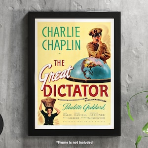 Charlie Chaplin - The Great Dictator - Vintage Movie Poster