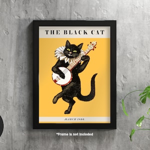 The Black Cat - Vintage Art Poster - Print on Paper or Canvas