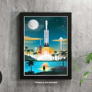Spacex Falcon Heavy Launch - Poster auf Papier oder Leinwand