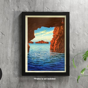 Kojaku Cavern, Oga Peninsula Japanese Woodblock Art