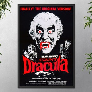 Count Dracula, Vampire Theme, Vintage Movie Poster, Horror Movie Prints, Gothic, Wall Art, Haloween Gifts, Home decor, Wall Art, Wall Decor