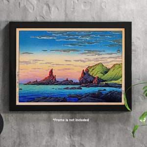 Ryuga Island, Oga Peninsula - Japanese Woodblock Art Print - On Paper or Canvas - Wall Art