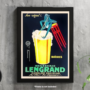 Brasserie Lengrand Beer Bier Alcohol Drinking Advertisement Poster - Wall Art