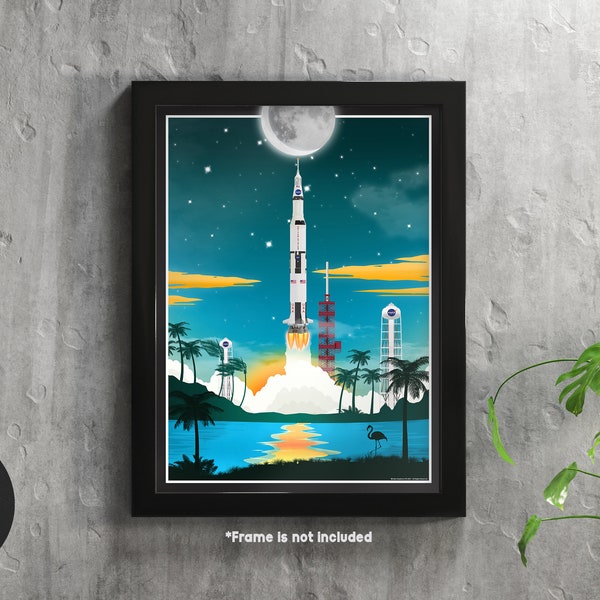 Lancement de nasa Saturn V - Affiche sur papier ou toile