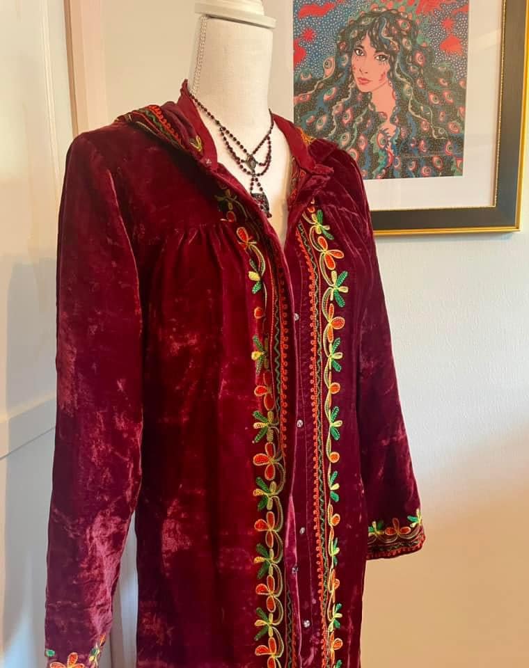 60s/70s Woodstock Era Velvet Embroidered Coat/hippie/afghan/witchy Etsy