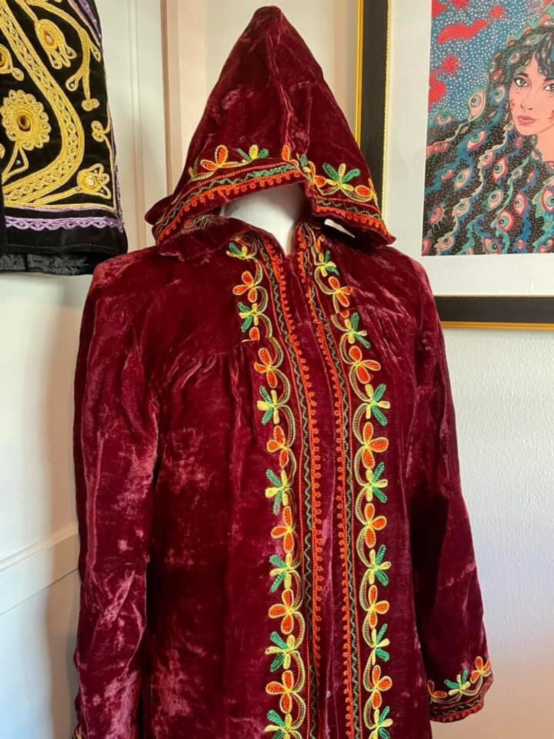 60s/70s Woodstock Era Velvet Embroidered Coat/hippie/afghan/witchy Etsy