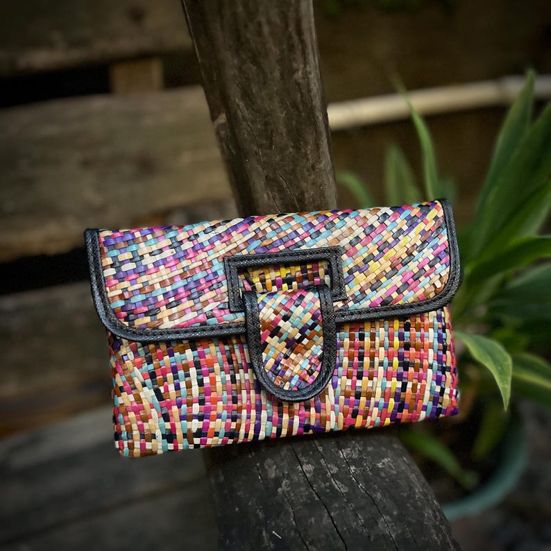 Philippine Pandan Straw Clutch Bag | Handmade Sustainable Fashion Accessories | Unique Tropical Gifts For Women image 7