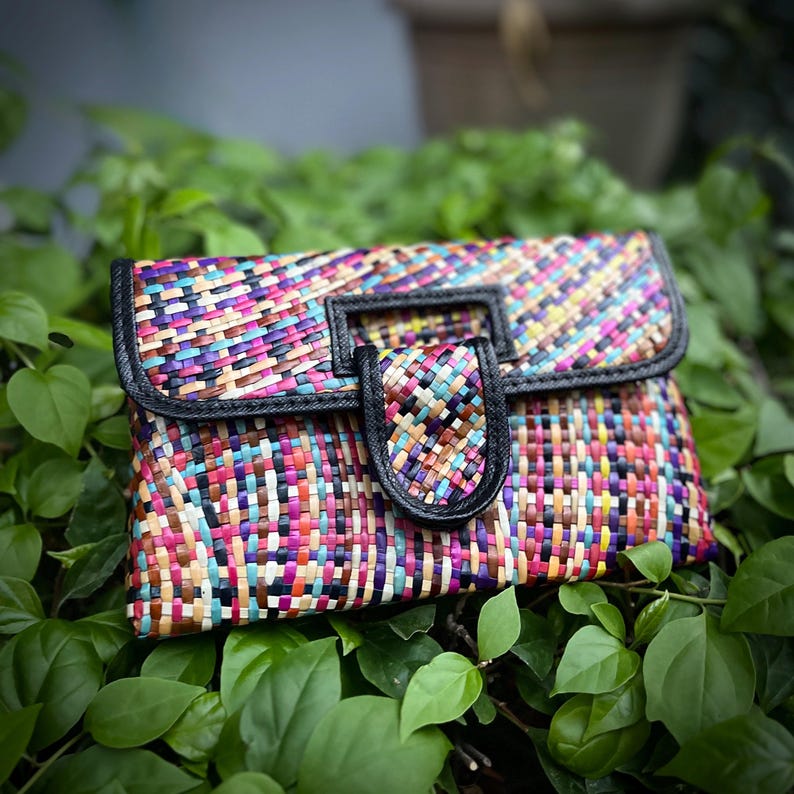 Philippine Pandan Straw Clutch Bag | Handmade Sustainable Fashion Accessories | Unique Tropical Gifts For Women image 1
