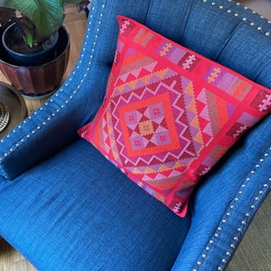 Philippine Ethnic Cloth Pillow covers 18x18, Yakan Tribal Geometric Print Pillow Case, Traditional Filipino Culture Sustainable Home Decor