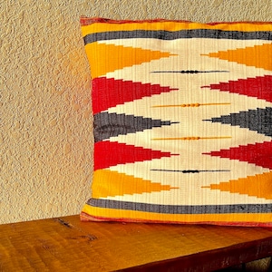 Philippine Inabel Pillow Cover: 16x16 Cordillera Woven Cotton, Filipino Ethnic Decor
