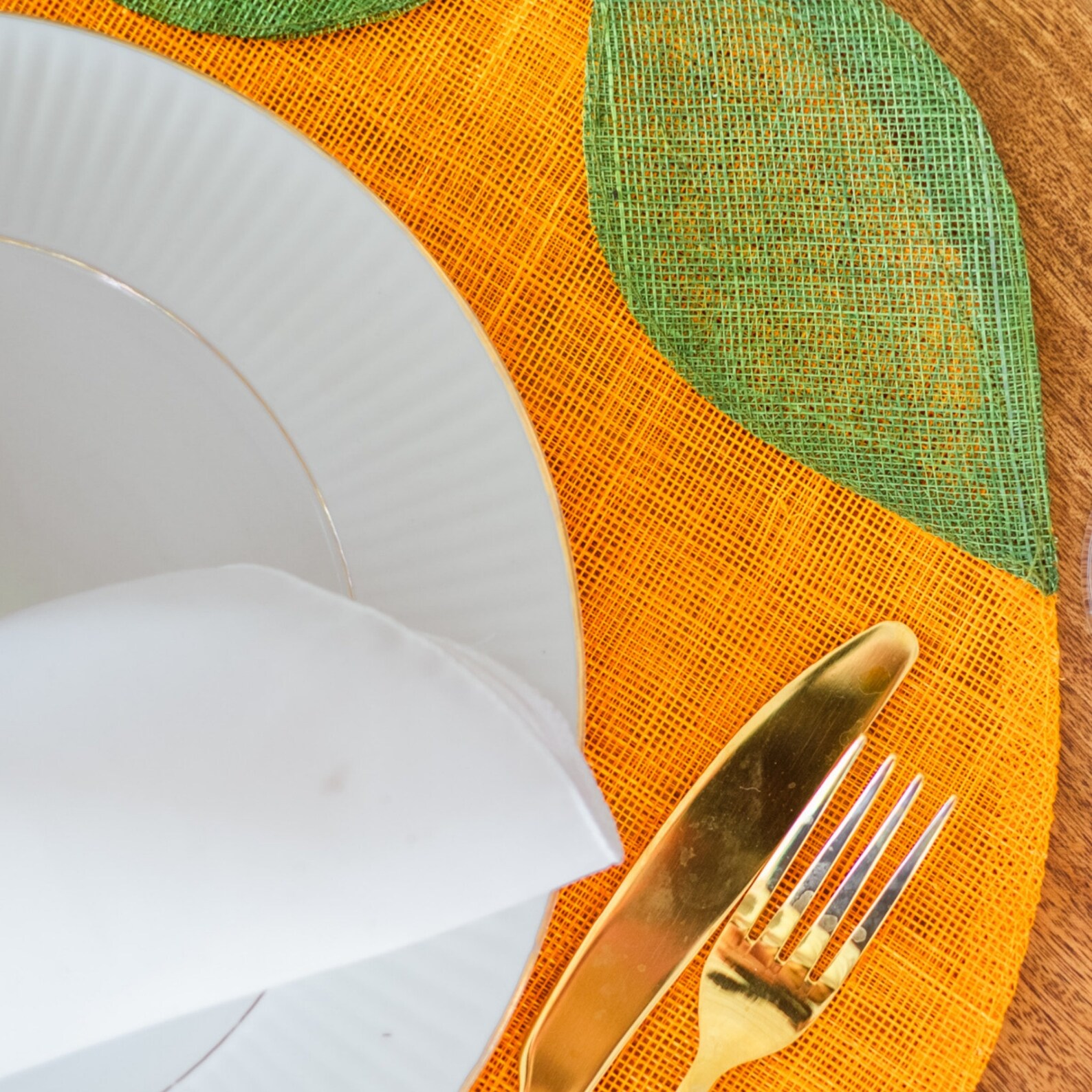 Orange Placemat Set of 3 or 6 Decorative Placemat Home Etsy