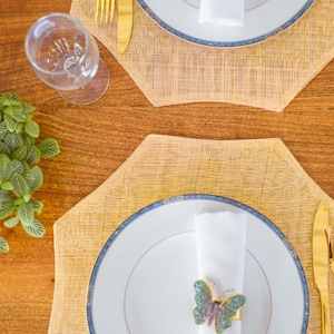 Philippine Abaca Fiber Placemats: Octagon Sinamay Table Decor - Filipino Gifts