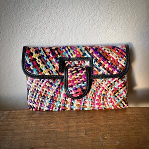 Philippine Pandan Straw Clutch Bag | Handmade Sustainable Fashion Accessories | Unique Tropical Gifts For Women Colorful Blue