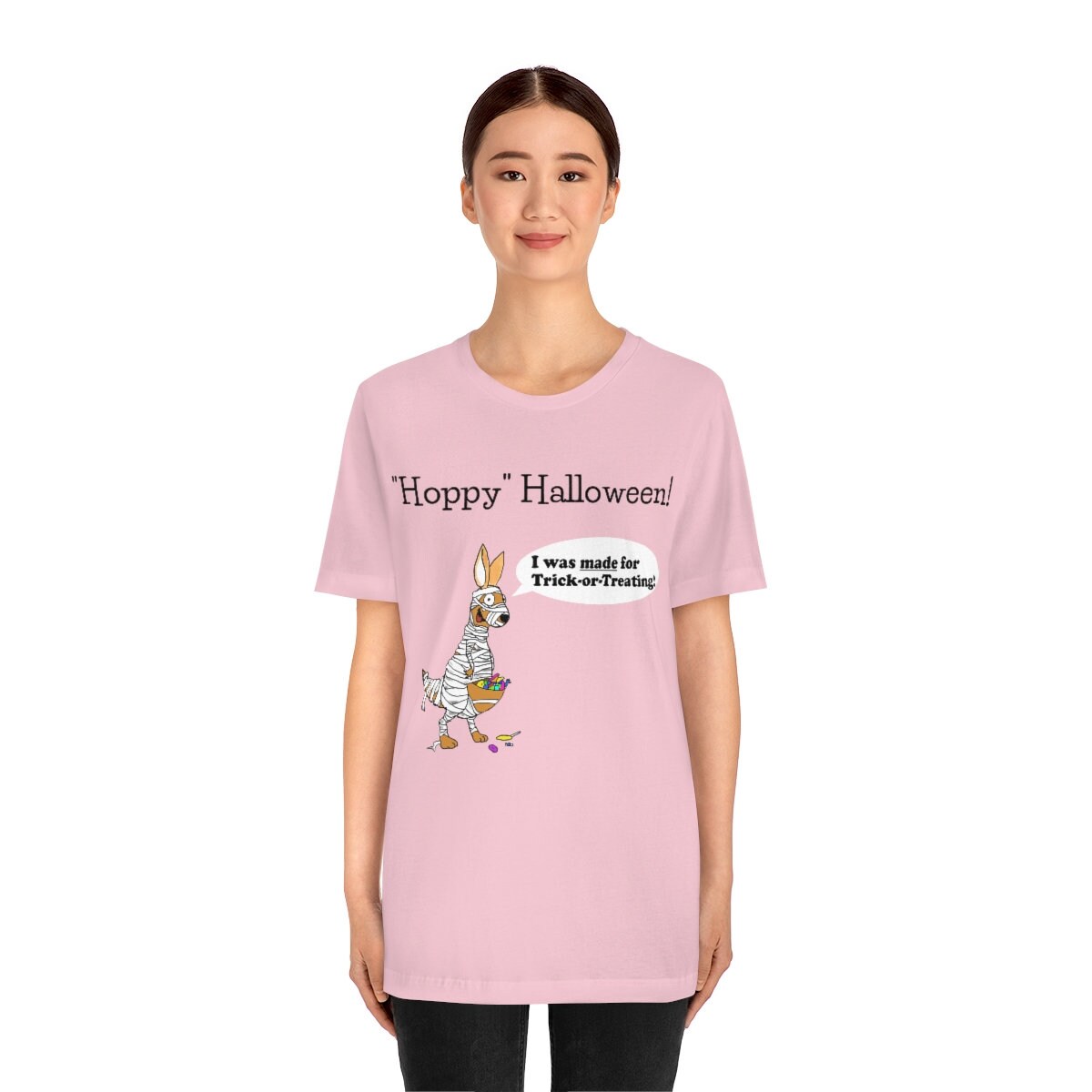 Hoppy Halloween Kangaroo Black Lettering Unisex Jersey Short Sleeve Tee