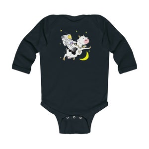 Astronaut Rides the Cow That Jumped Over the Moon - Infant Long Sleeve Bodysuit
