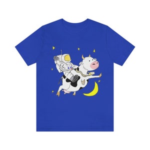 NASA Apollo Astronaut Rides the Cow Jumping Over the Moon - Unisex Jersey Short Sleeve Tee