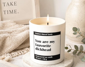 Vela "Eres mi idiota favorito": regalo divertido para él o ella, vela de soja hecha a mano, 180 ml