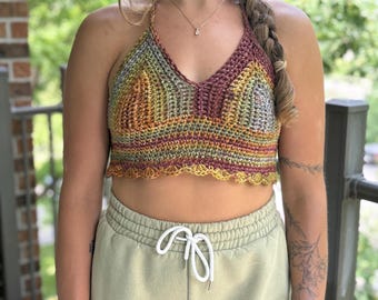 Crochet Cropped Top with Halter Tie