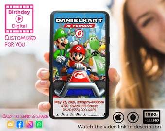 Party Invitation Mario Kart Etsy France