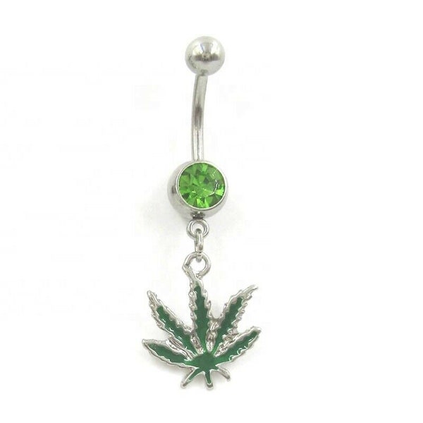 Green Weed Belly Ring