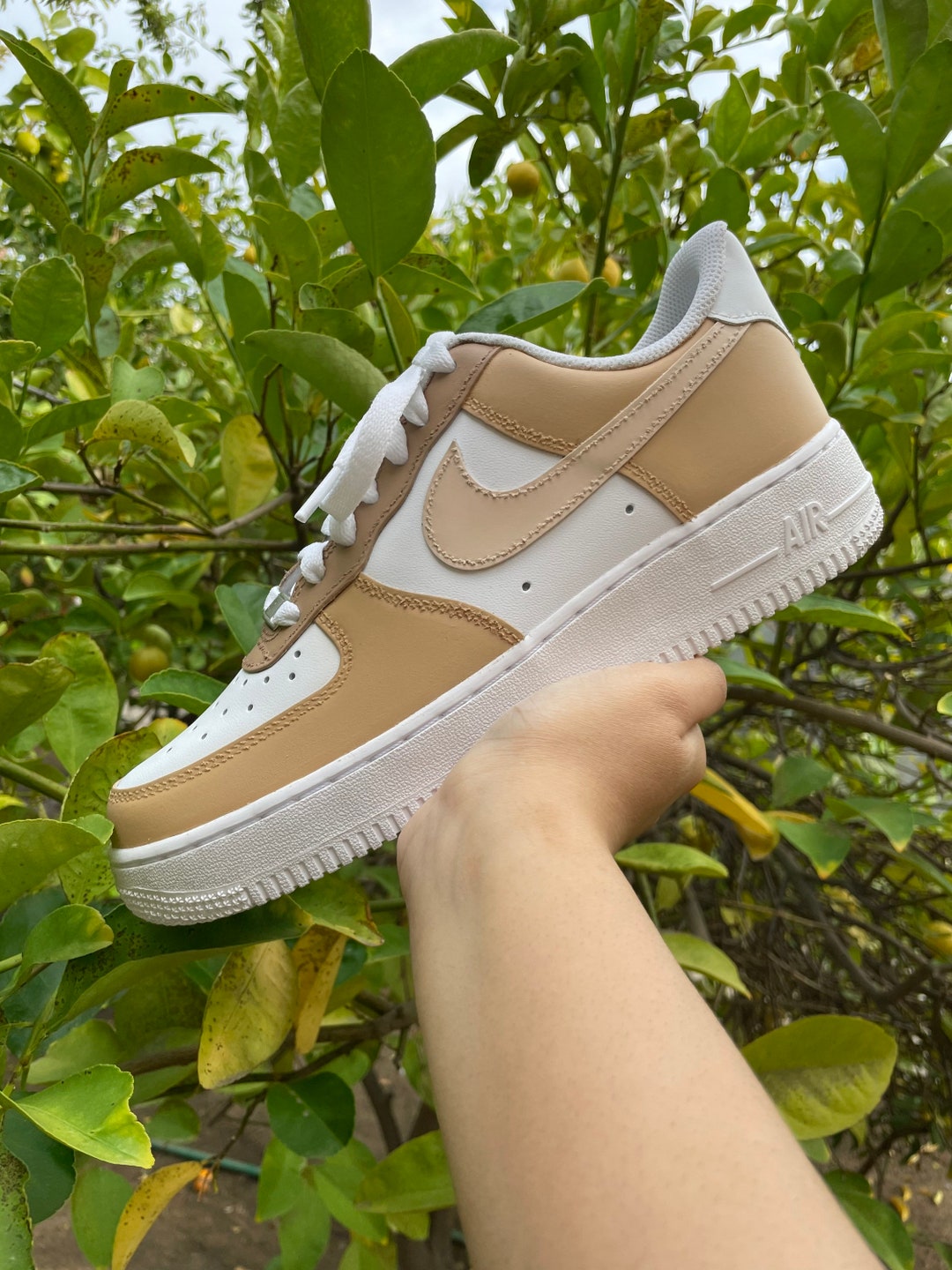 Beige brown Earth Toned Custom Air Force 1 Etsy
